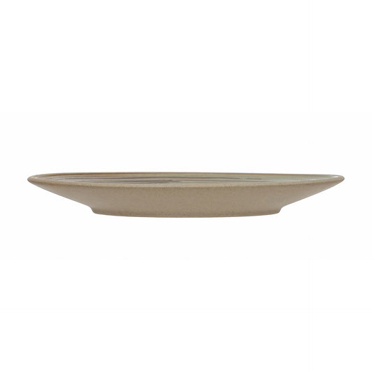 Hand-Painted Stoneware Organic Striped Plate, Reactive Glaze