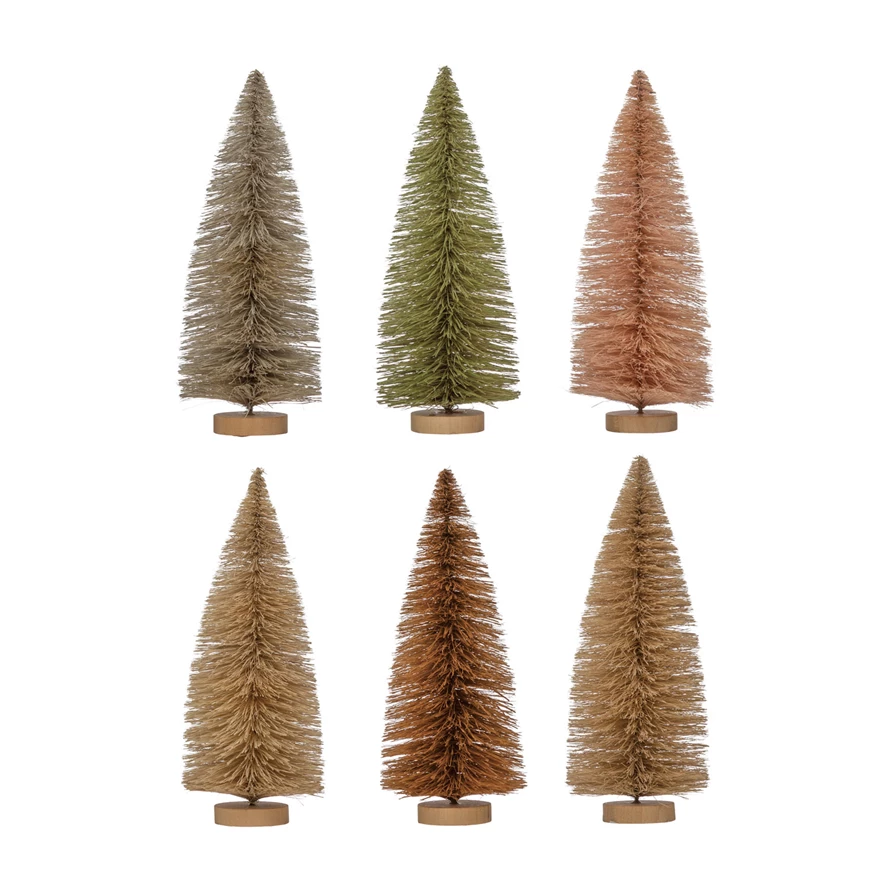 3-3/4" Rnd x 9"H Sisal Bottle Brush Tree with Wood Base