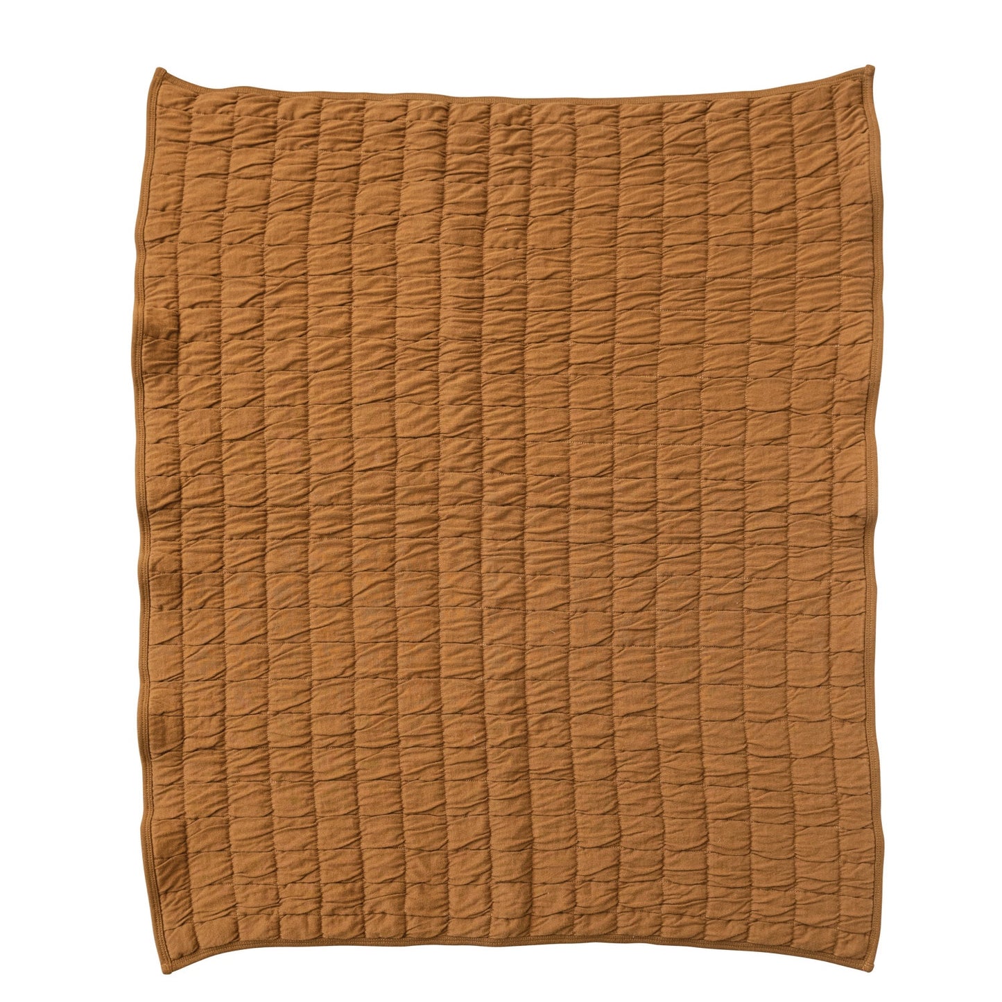 40"Lx32"W Cotton Quilted Reversible Baby Blanket, Brown