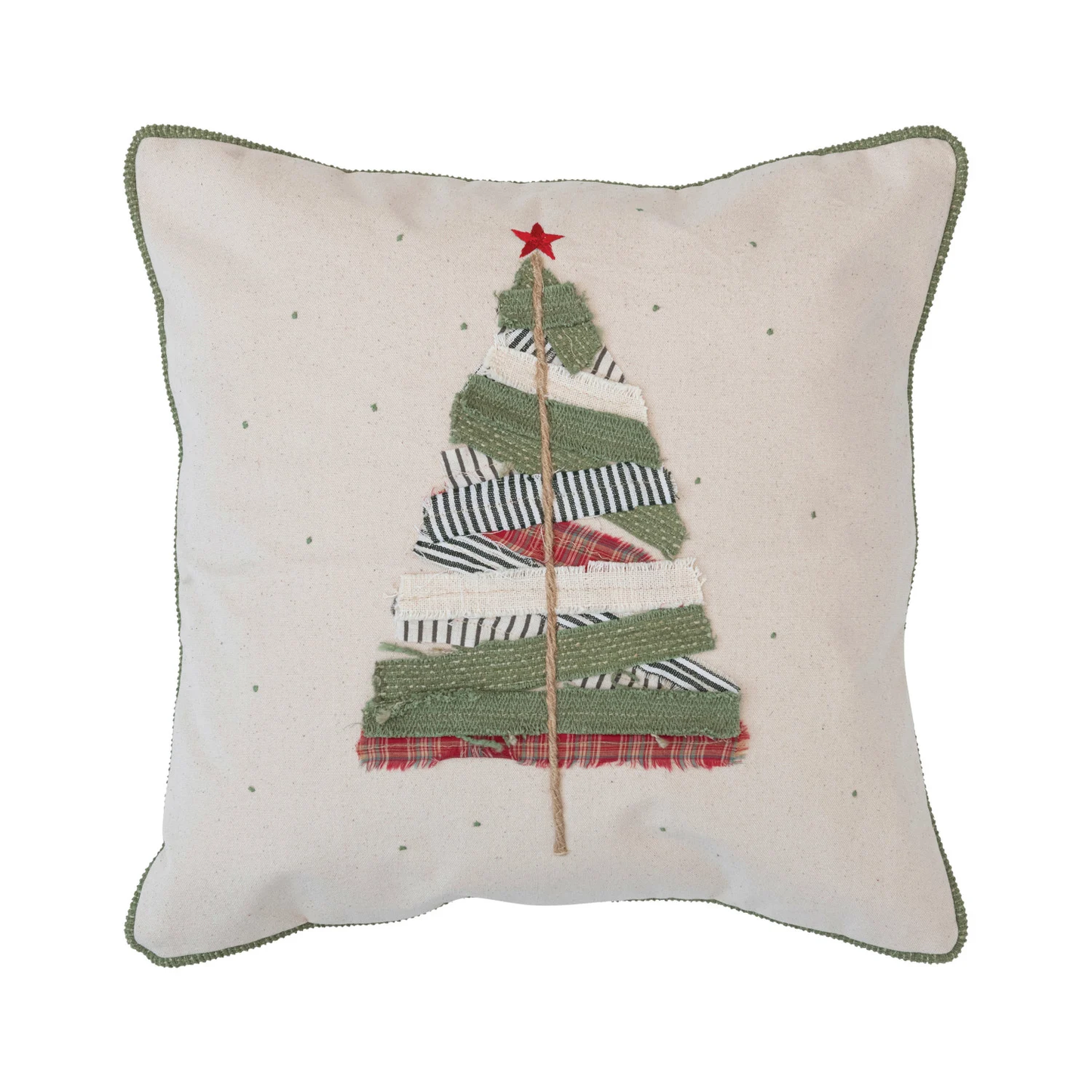18" Square Cotton Pillow w Appliquéd Tree
