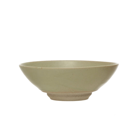 Hand-Painted Stoneware Organic Striped Bowl, Reactive Glaze