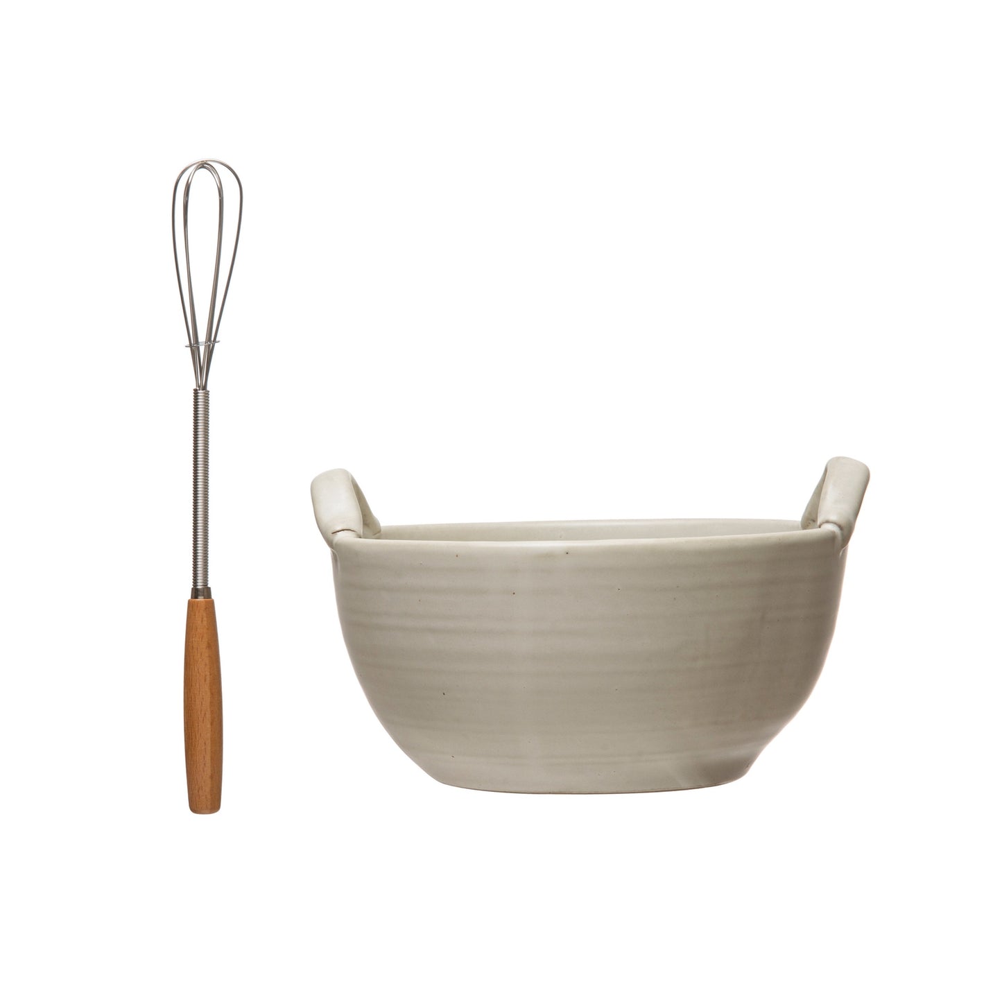 6-3/4"L Stoneware Batter Bowl with Whisk