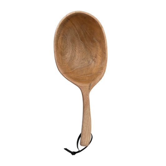 Hand-Carved Mango Wood Scoop w/ Leather Tie