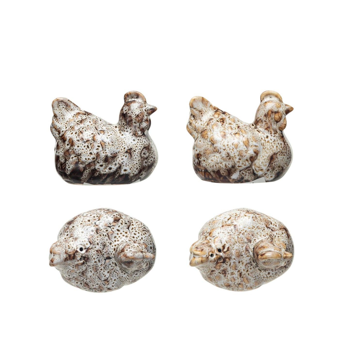 Stoneware Hen Shaped Salt & Pepper Shakers
