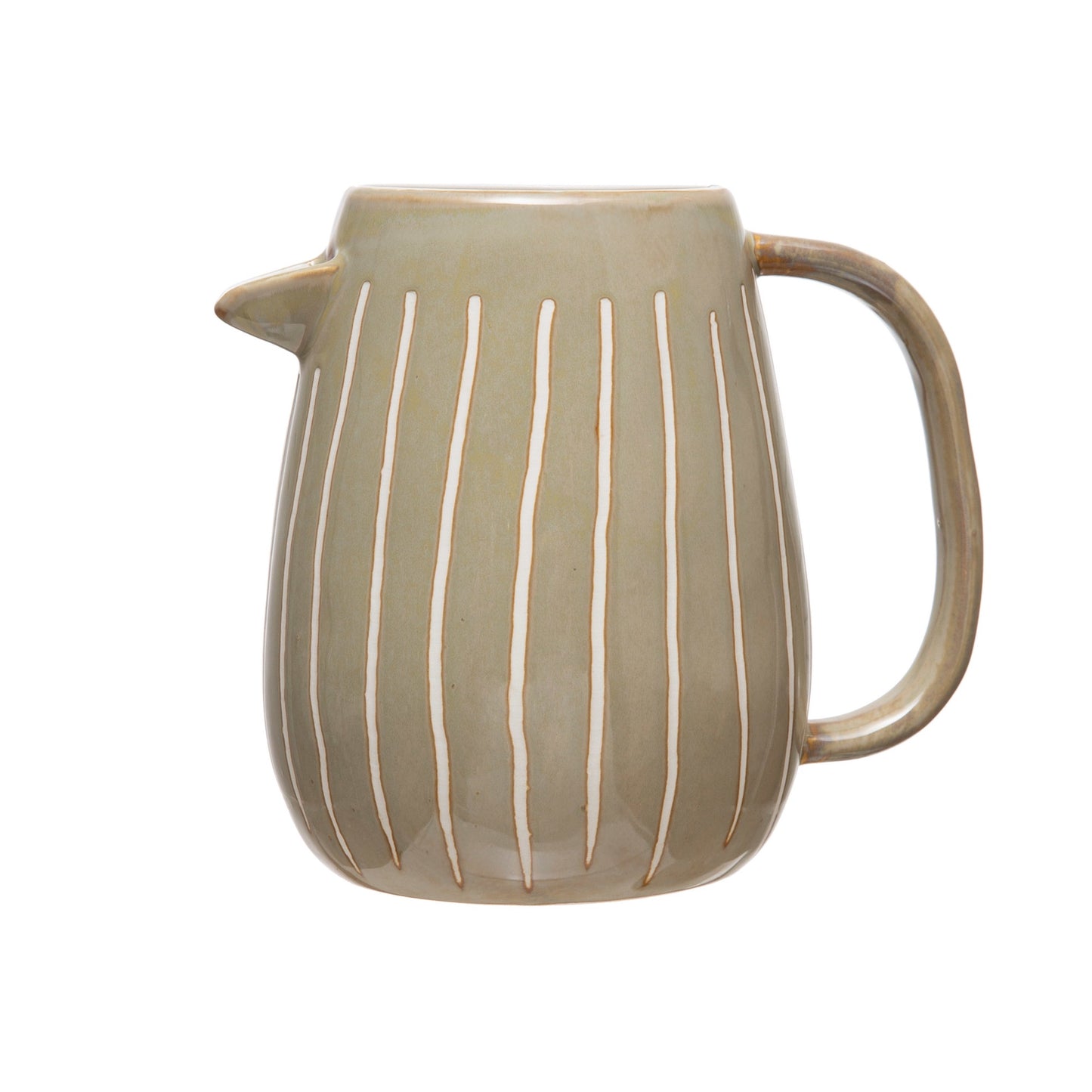 Debossed Stoneware Pitcher with Reactive Glaze