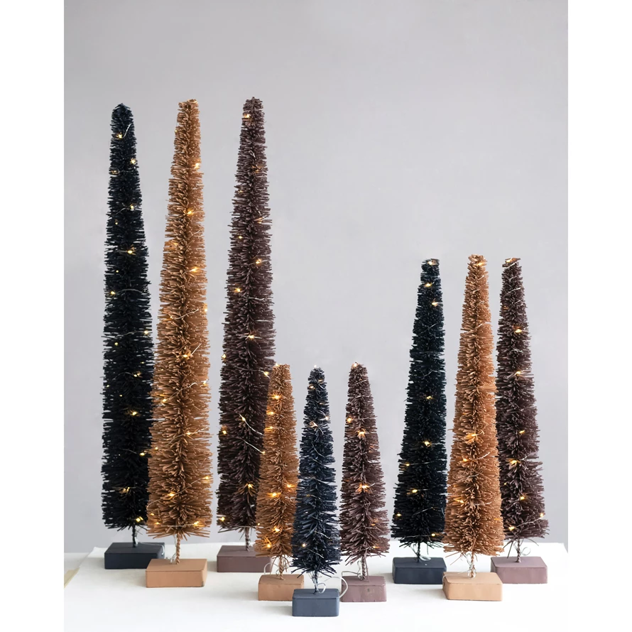 3-1/2" Rnd x 17-1/4"H Rattan Tree with LED Lights - Natural