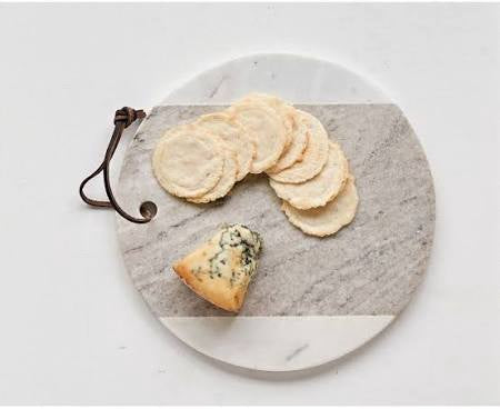 Round White Marble Wood Cheese Board