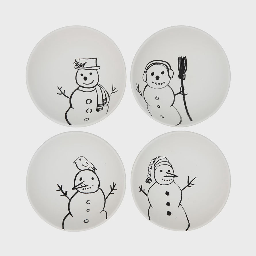 Stoneware Bowl with Snowman Image, 4 Styles