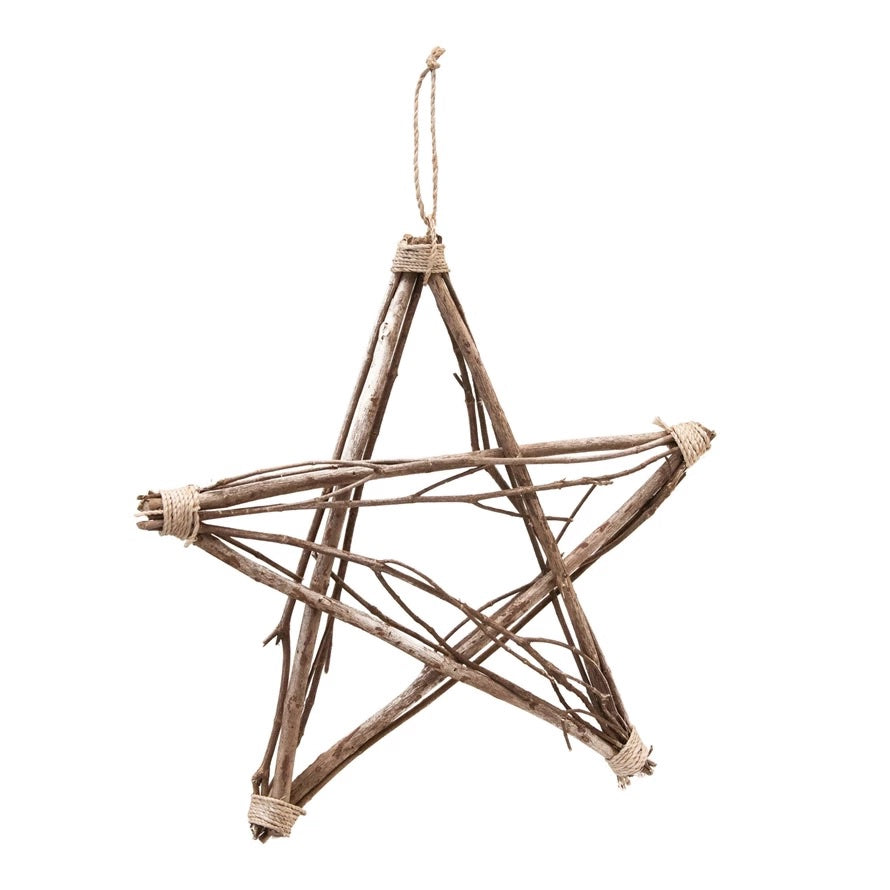 Handmade Twig and Abaca Rope Hanging Star