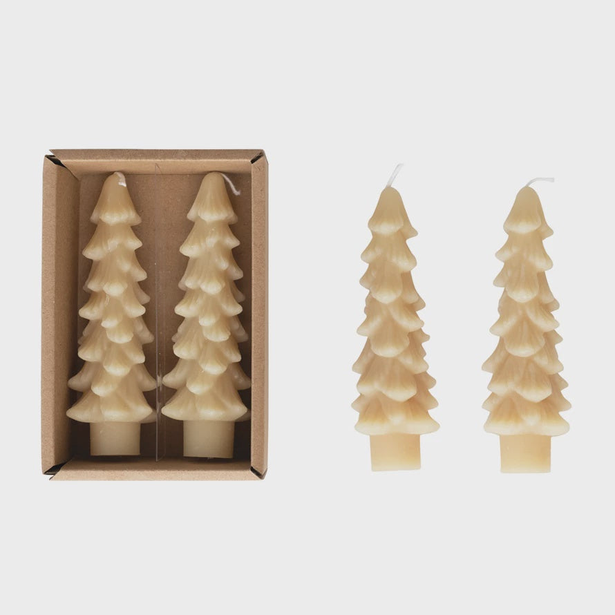 Unscented Tree Shaped Taper Candle - Eggnog