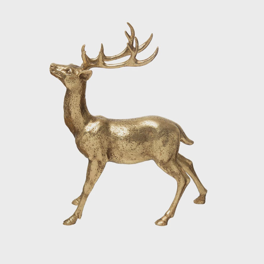Resin Standing Deer, Gold Finish