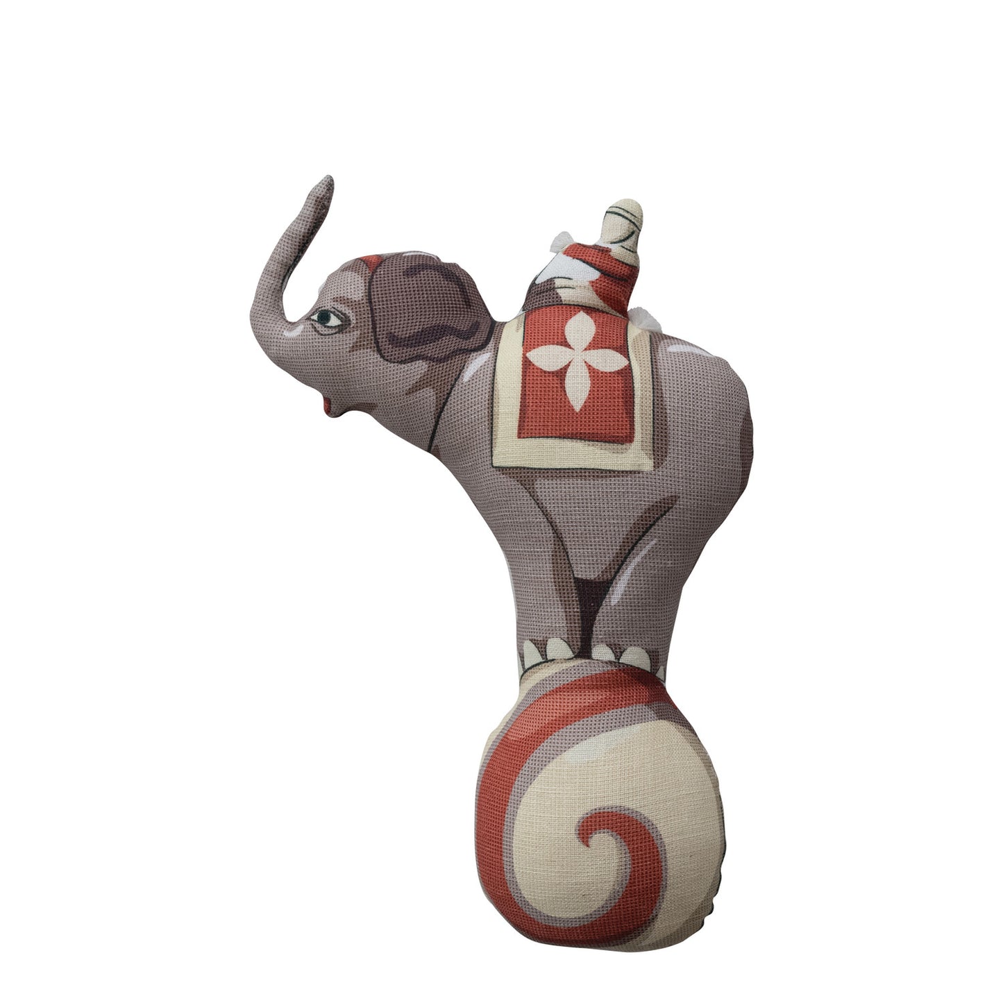 17"L x 10"W Cotton Printed Circus Elephant Shaped Pillow ©