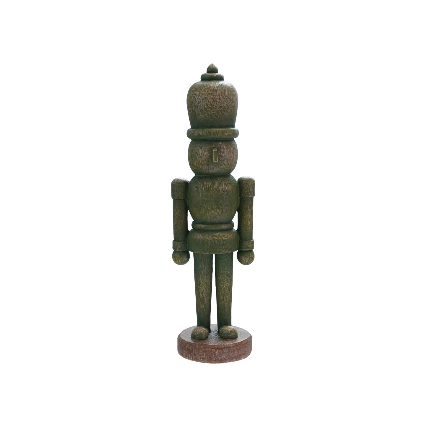 4"L x 3-1/2"W x 13-1/4"H Resin Soldier, Wood Finish, Green