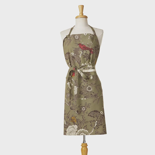 Autumn Toile Apron Traditional Cotton - Green