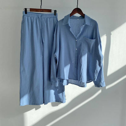2-Piece Cotton Linen Shirt and Pants Set