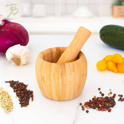 Bamboo Mortar and Pestle Set
