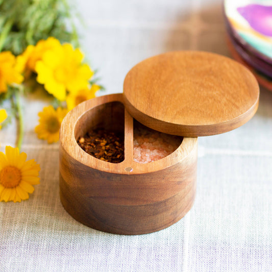 Acacia Duet Salt Cellar