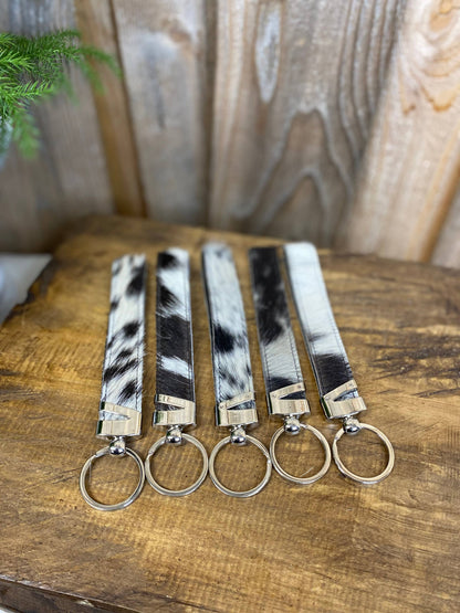 Black Cowhide Keychain Wristlet   