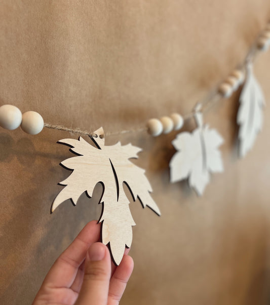 Fall Leaves Beaded Wood Garland