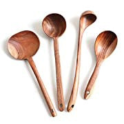 4 Teak Natural Cooking Spoons - Set