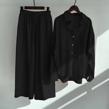 2-Piece Cotton Linen Shirt and Pants Set