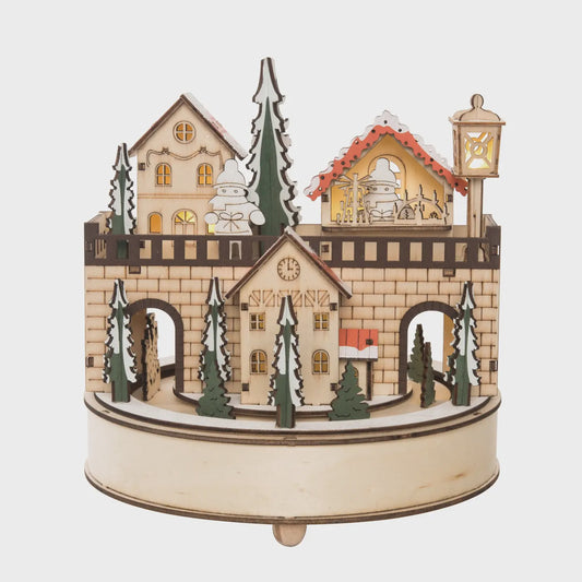 Wood 8.25" Christmas Laser Cut Village Motion