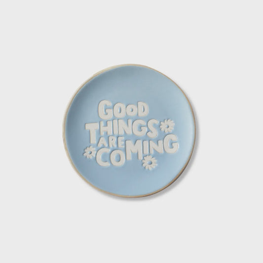 Stoneware Round Small Tray - Good Things