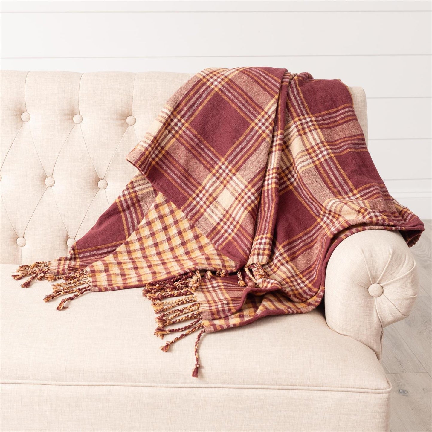 Throw - Burgundy and Mustard Plaid