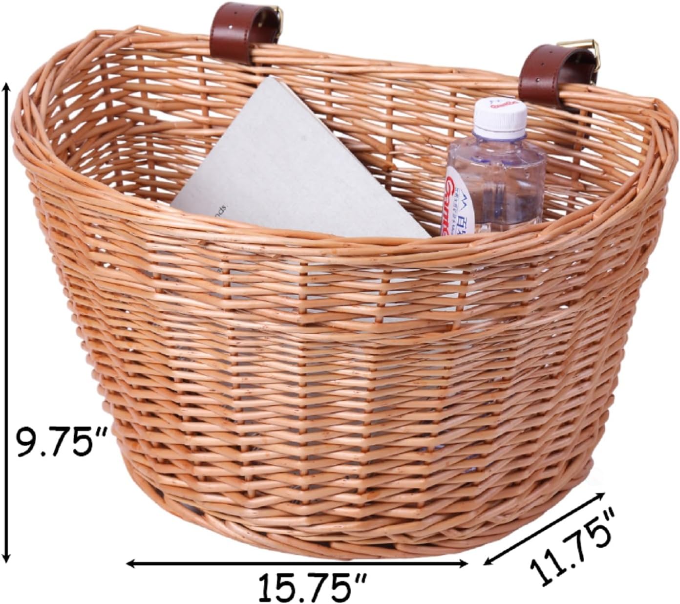 Willow Bicycle Bike Basket with (FAUX) Leather Buckles