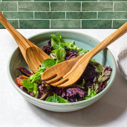 Olive Wood Salad Serving Set