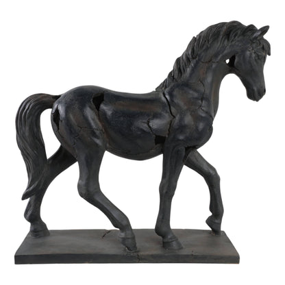 Sculpture - Brown Resin Cracked Horse On Stand,  16 in.