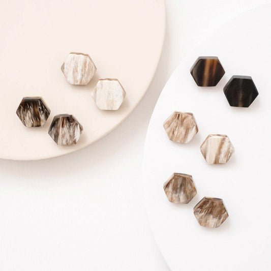 Horn Honeycomb Post Earrings