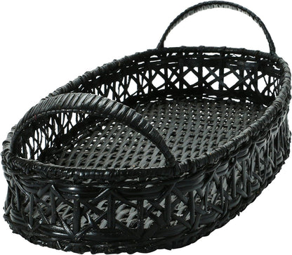 Hand-Woven Rattan Tray with Handles