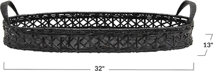 Hand-Woven Rattan Tray with Handles