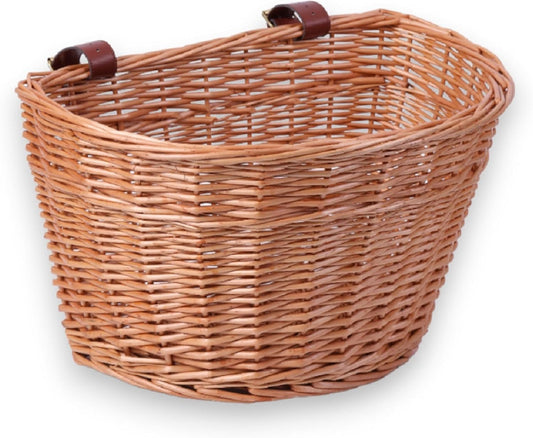 Willow Bicycle Bike Basket with (FAUX) Leather Buckles