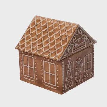 8.25" Brown Christmas Gingerbread House Cookie Jar