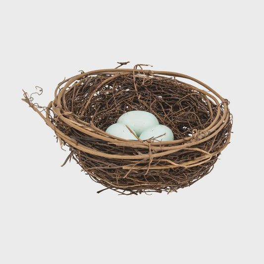 Twig & Vine Bird Nest W/Blue Eggs, 5.5"H