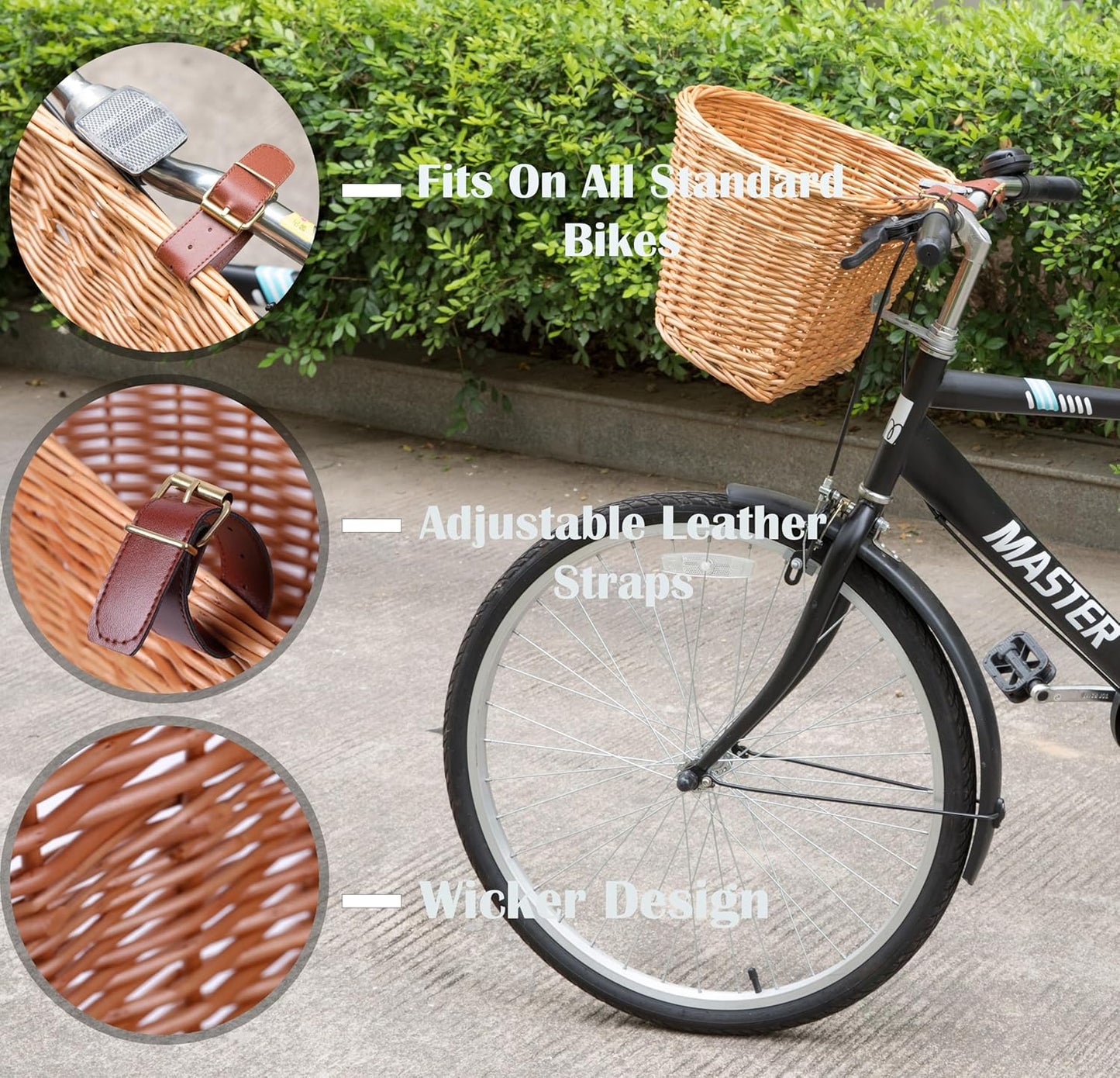 Willow Bicycle Bike Basket with (FAUX) Leather Buckles