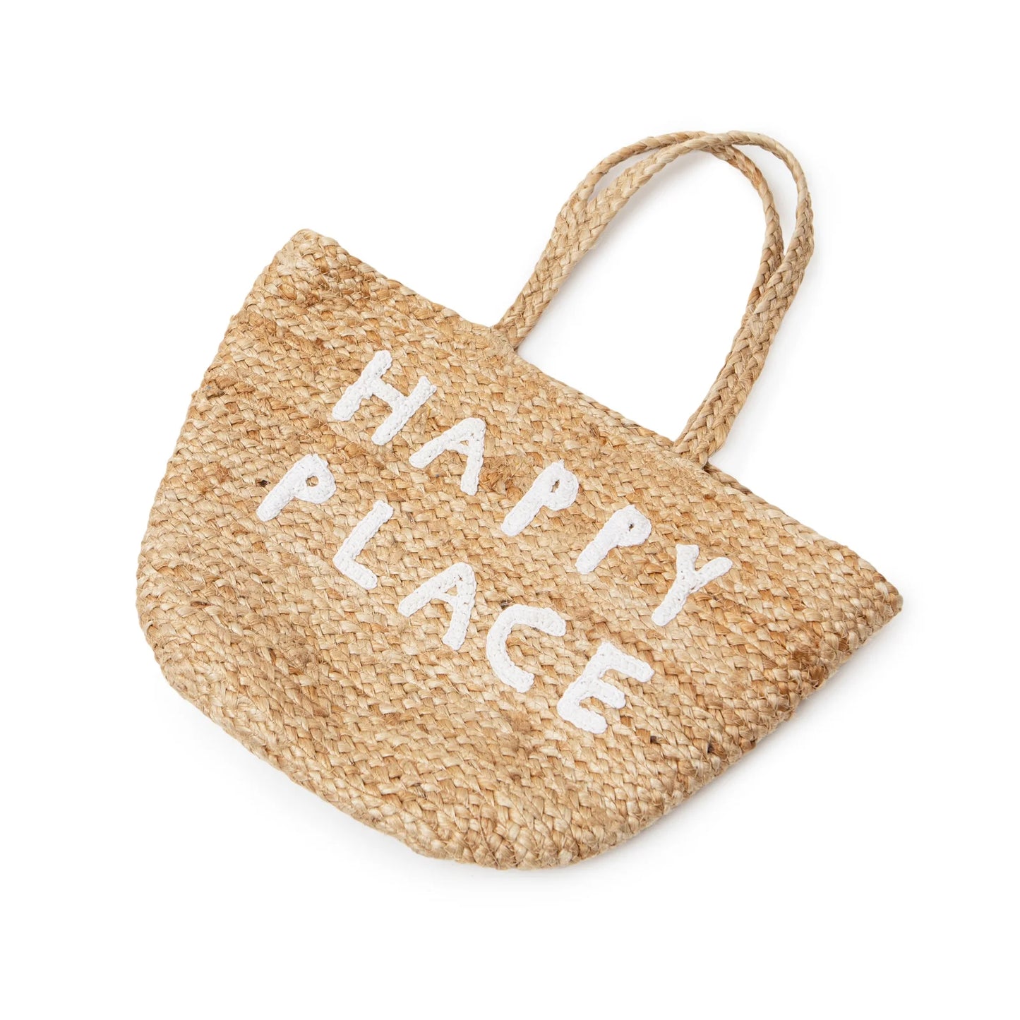 Happy Place Jute Tote Bag