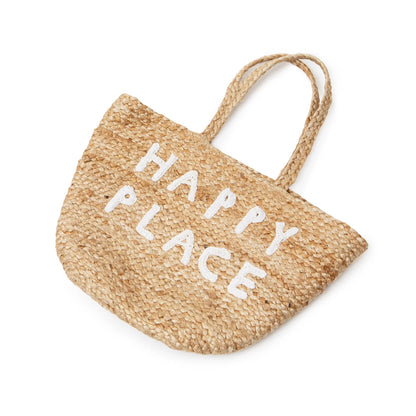 Happy Place Jute Tote Bag
