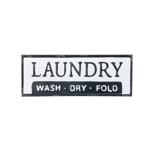 Metal Laundry Wash Dry Fold Sign