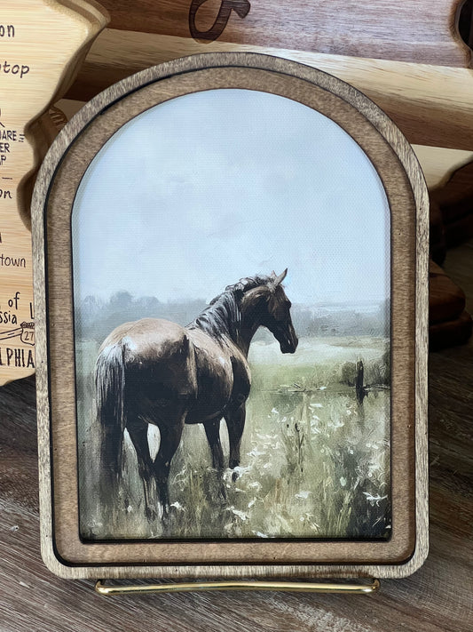 Arch Top Horse Painting Framed Art