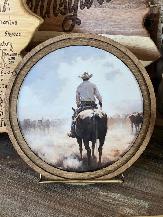 8" Round Cattle Drive Art