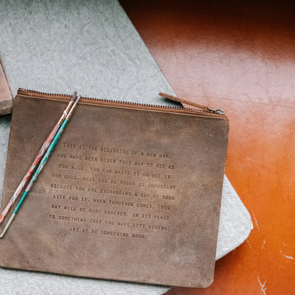 This is the Beginning Leather Zip Bag