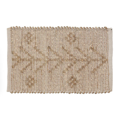 19"L x 13"W Woven Seagrass & Cotton Placemat, Natural