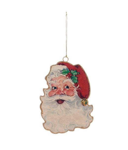 Vintage Reproduction 2-Sided Metal Santa Ornament