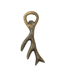 6"L Cast Aluminum Antler Bottle Opener, Antique Gold Finish