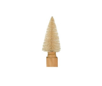 Sisal Bottle Brush Tree w/ Carved Wood Base, Cream Color