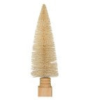 Sisal Bottle Brush Tree w/ Carved Wood Base, Cream Color