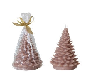 4" Round x 7"H Unscented Tree Shaped Candle